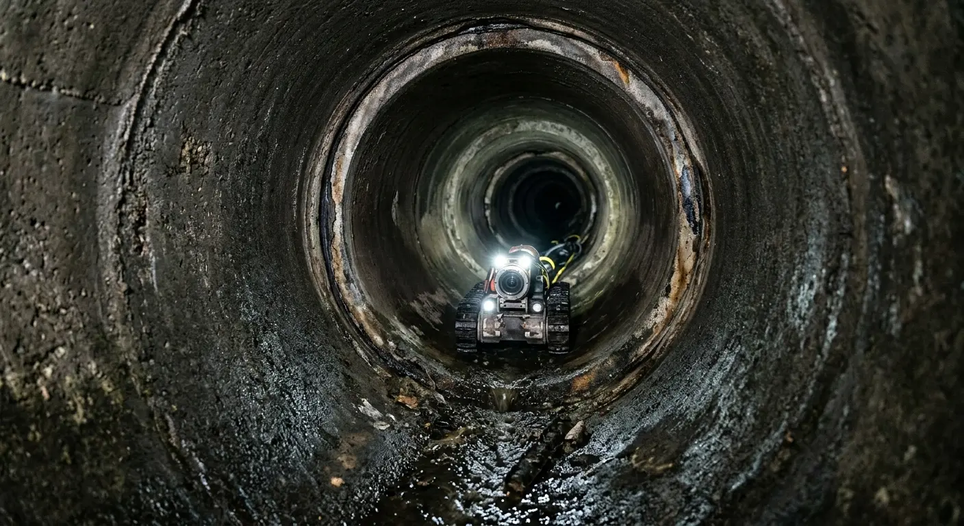 Robotic sewer camera inspecting pipe interior for Sewer Line Repair in North Adams